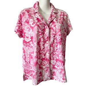 Ralph Lauren Black Label Pink Floral Pajama TOP ONLY. Button-Down Shirt